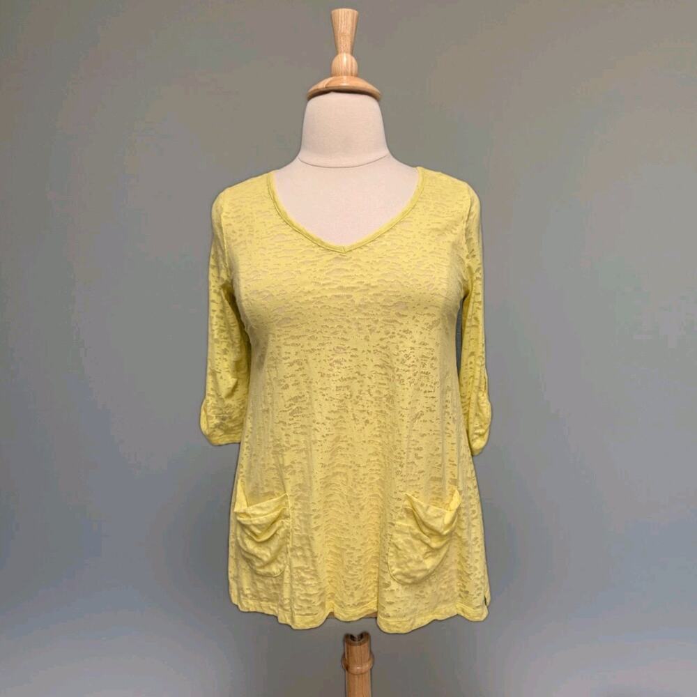 Chelsea & Theodore Lemon Yellow Semi Sheer Tunic Top Swimsuit Cover Large Stretc